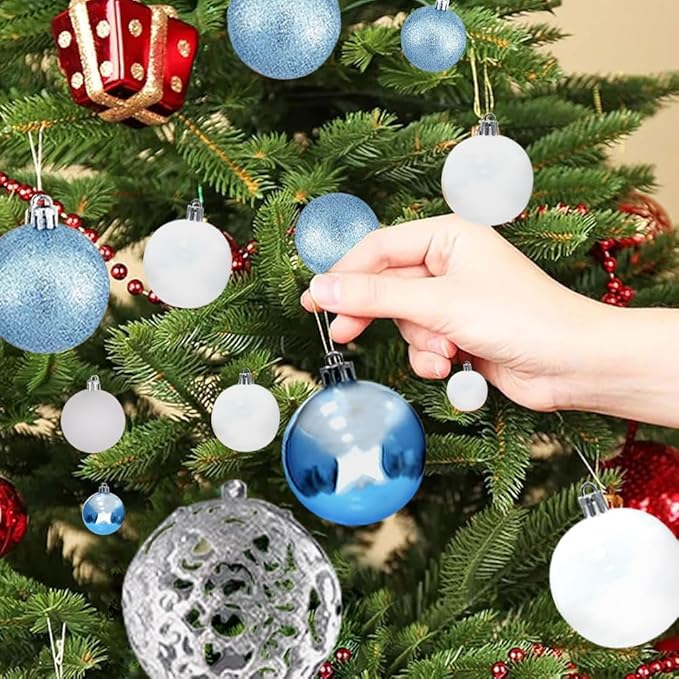 100-Pack Christmas Ball Ornaments for Tree,Shatterproof Plastic Holiday Baubles Set in Assorted Sizes and Finishes, Christmas Tree Decorations for Home, Office, Party, Indoor Outdoor Use