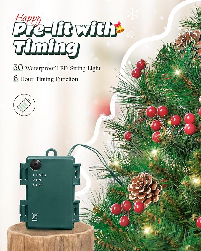 2ft Tabletop Pre-lit Christmas Tree with Star Treetop, Clear LED Lights, Artificial Xmas with Burlap Base for Table Desk Home Decor