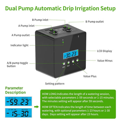 Automatic Watering System for Potted Plants | Indoor Plant Waterer with 30-Day Timer, Dual Self-Priming Pumps, Drip Irrigation Kit for 20 Plants
