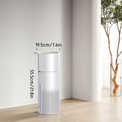 Afloia 2 IN 1 Air Purifier with Humidifier Combo, 3-Stage Filters for Home Allergies Pets Hair Smoker Odors, Evaporative Humidifier, Auto Shut Off, Quiet Air Cleaner with Seven Color Light,White