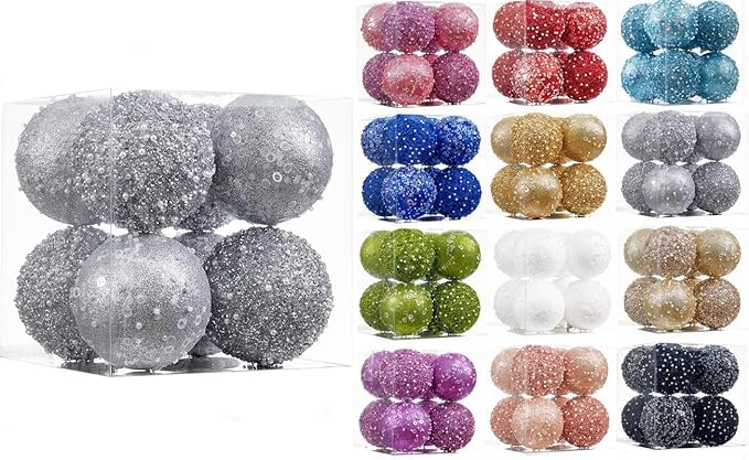 8CT Christmas Ball Ornaments, Silver Christmas Ball Decorations Shatterproof Plastic Hanging Pearl Balls for Holiday Party(90mm/3.54")