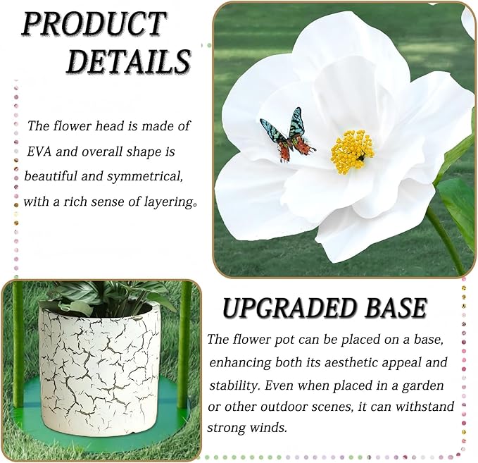 5.8 Ft Giant Artificial Flowers for Decoration,Large EVA Flower Decor,Wedding Arrangements, Birthday Party Banquet Background,Hotel,Office,Window Display(White)