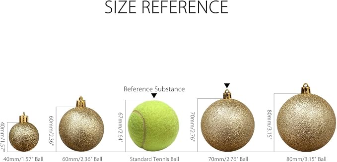 Sea Team 70mm/2.76" Shatterproof Clear Plastic Christmas Tree Ball Ornaments Set, Decorative Hanging Transparent Xmas Baubles with Stuffed Delicate Decorations (24 Counts, Champagne)