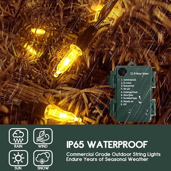 Battery Christmas Lights, 8 Pack LED Mini String Light with 8 Modes Auto-Timer, Waterproof Tree Lights for Outdoor Indoor Xmas Holiday Wreath Garden Decor (Warm White, 50 LED-8 Pack)