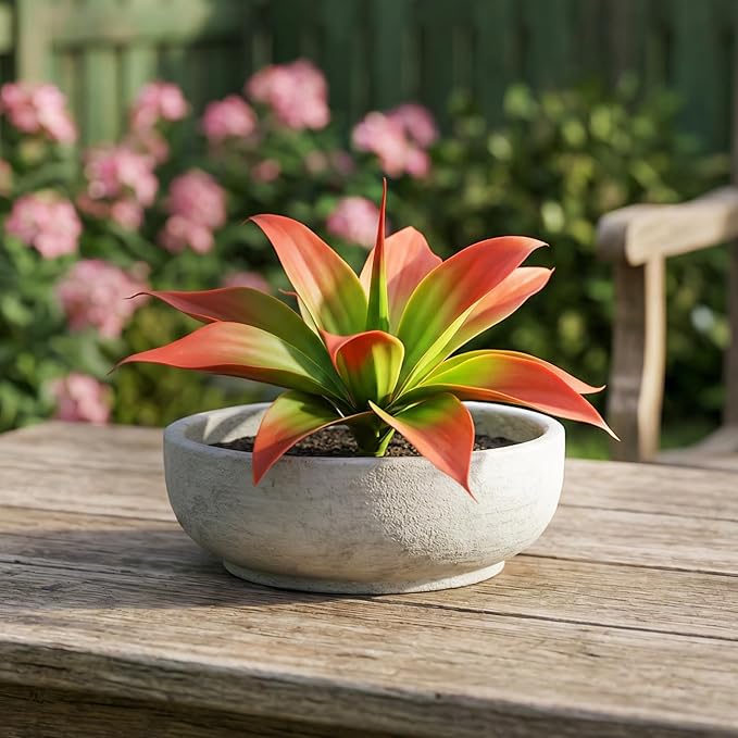 Artificial Agave Faux Agave 12.2In Fake Greenery Outdoor Artificial Plant Fake Plant for Indoor Home Decoration Plastic Plant Outdoor Decoration Front Porch Decor Simulation Plants，2Pack， Red