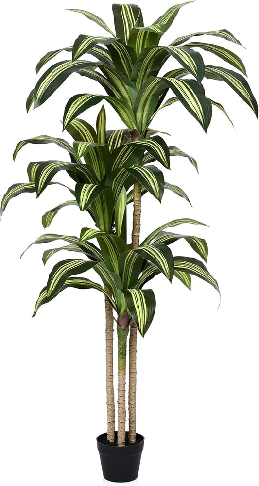 Artificial Dracaena Tree 5FT Tall Fake Tree - Faux Indoor Plant with UV Resistant Potted Design - Realistic Large Artificial Plants for Home Living Room Office Decor Indoor