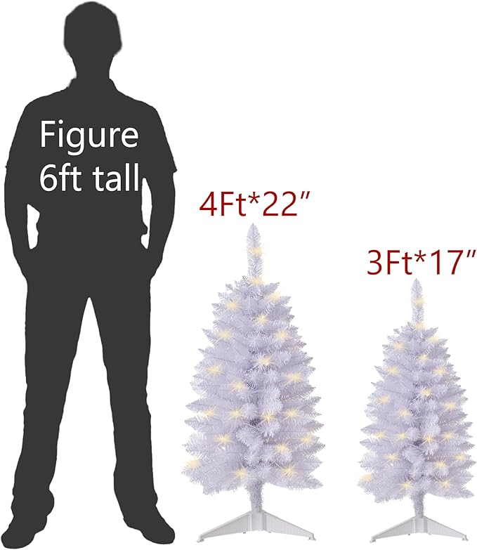 Pre-Lit Artificial Christmas Tree 3Ft, Battery Operated Desktop Xmas Tree with 50 LED 160 Branch Tips Mini Christmas Tree Decoration Indoor Outdoor