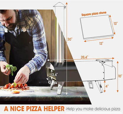 Outdoor Pizza Oven Wood Pellet 12" Pizza Ovens with Pizza Stone and Pizza Peel, Portable Wood-Fired Pizza Oven Pizza Stove for Backyard and Outside (Classic W-Oven Series)