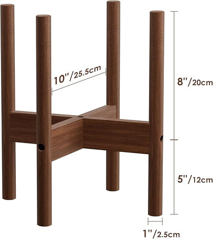 ALIGADO 2 Pack Bamboo Plant Stands Indoor, for Up to 10 Inch Pots, Built to Fit Corners, Sturdy & Stable Design, Walnut Finish