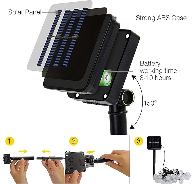 Solar String Lights Outdoor 2 Pack 200 Led 80FT Warm White Crystal Globe Lights with 8 Lighting Modes, Waterproof Solar Powered Patio for Garden Yard Porch Wedding Party Decoration