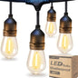 addlon LED Outdoor String Lights 48FT with Edison Vintage Shatterproof Bulbs and Commercial Grade Weatherproof Strand - ETL Listed Decorative Lights for Patio Garden