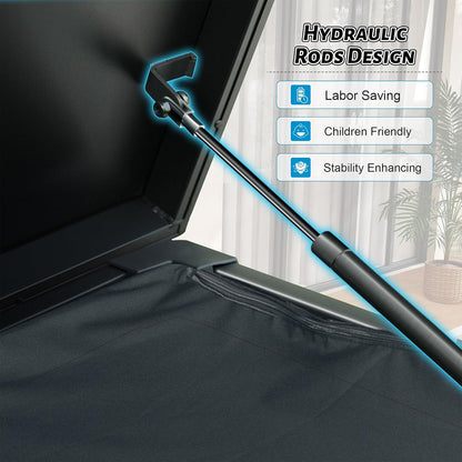 Outdoor Storage Box, 120 Gallon Metal Deck Box Built-in a Oxford Fabric Storage Bag, Lockable & Waterproof Outside Patio Storage Box for Cushions, Pillows, Pool Floats- Grey