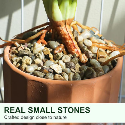 Tall Fake Monstera Plant, 8 Leaves Faux Tree in Red & White Ceramic Pot, Artificial Plants Indoor & Outdoor, Decorative Floor Plant for Living Room, House Decor