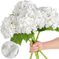 Nubry 22.44In White Hydrangea Artificial Flowers,4Pcs Latex Faux Real Touch Large Hydrangea Flowers with Long Stems & Leaves for Home Office Decor Wedding Party Arrangements(White)