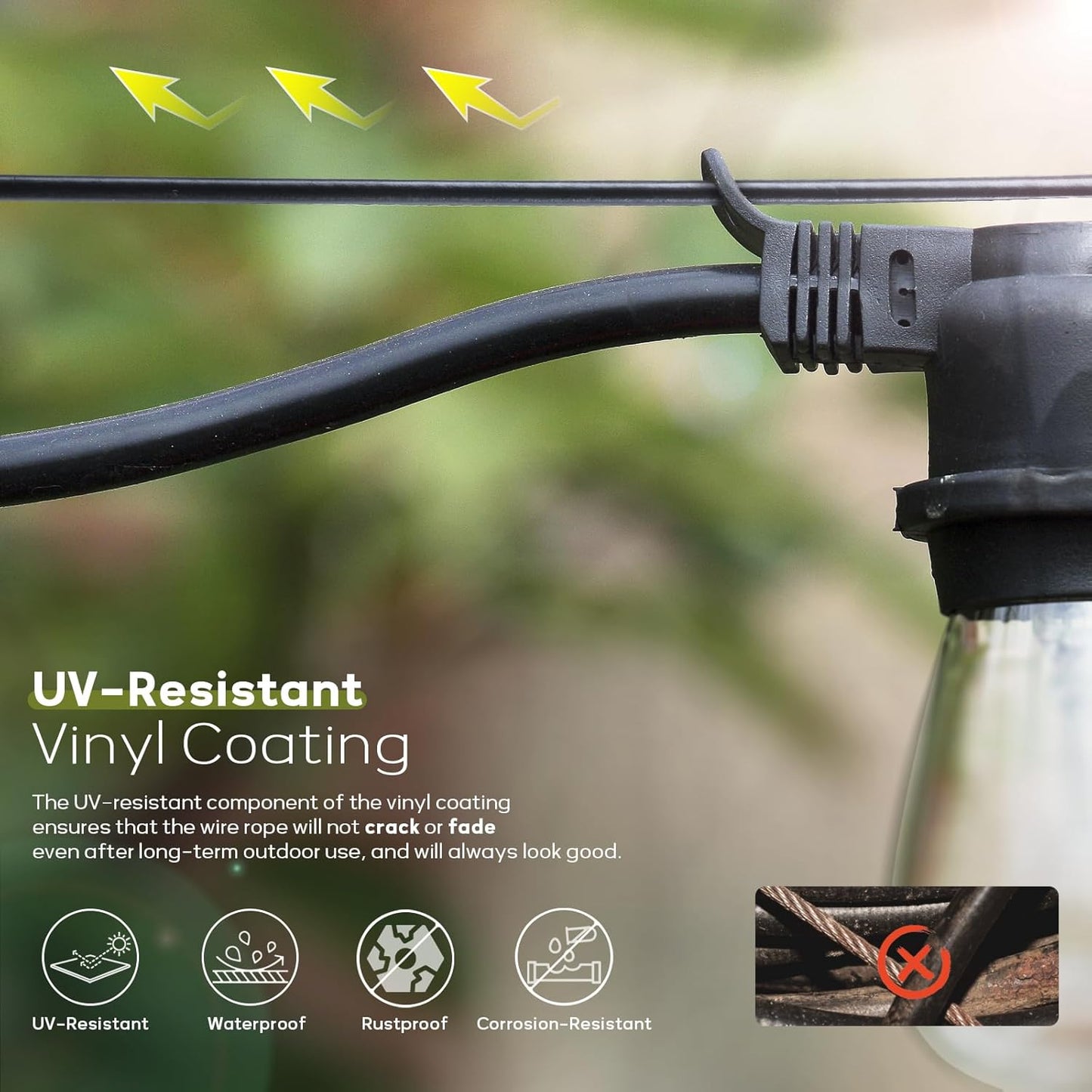 Vinyl Coated Wire Rope 1/16 Inch Overmolded to 3/32 Inch, 800FT 304 Stainless Steel Cable with 250 Pcs Crimping Sleeves for String Light Hanging Kit, Clotheslines and Trellis Wire