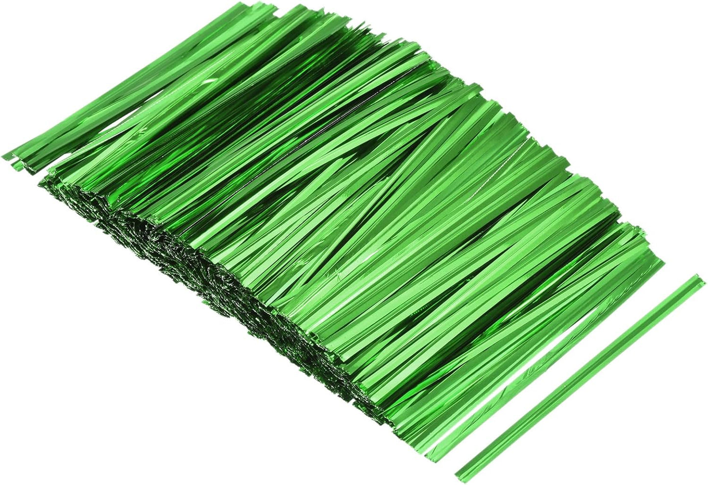 MECCANIXITY Foil Twist Ties 3" 8cm Metallic Plastic Closure Tie for Tying Bread, Candy, Cookies, Gift Bags Arts Crafts Ties Green Pack of 750
