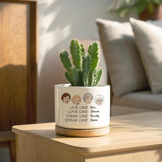 Friend Gifts for Women, Funny Succulent Planter, Flower Cactus Plant Pot, Golden Gilrs Merchandise, Friendship Gifts for Best Friends Bestie Sister Birthday Present (Plant Not Included)