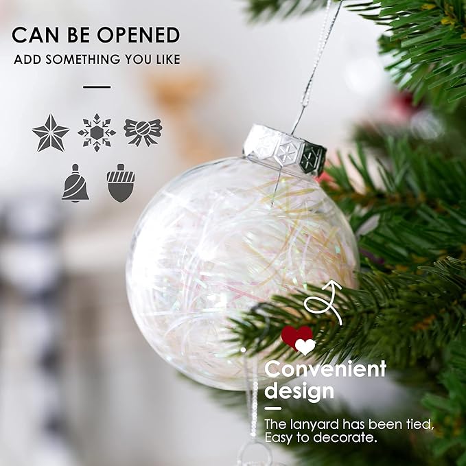 Christmas Ornaments Ball Set-Shatterproof Clear Plastic Decorative Baubles for Xmas Tree House Holiday Wedding Party Decoration,20pcs White