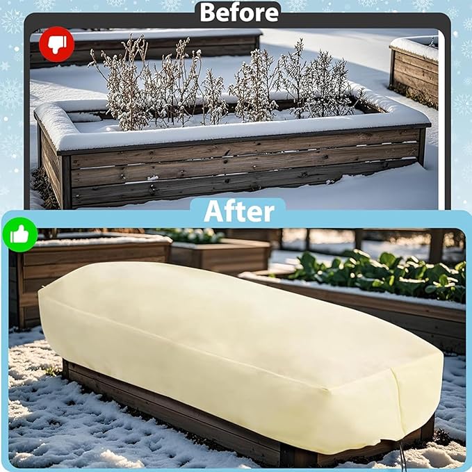 Plant Frost Protection Cover, Rectangular Garden Blanket with Drawstring, Plant Covers Freeze Protection,68.8 x 17.7 x 15.7 Inch, 2 Pack