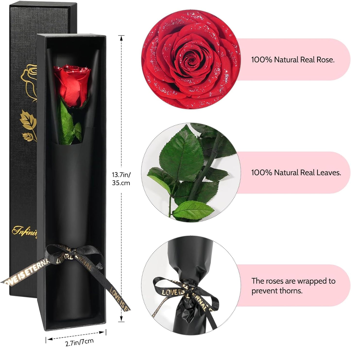 Yamonic Preserved Flower Rose Birthday Gifts for Women, Mothers Day Rose Flowers Gifts for Mom, Real Flower for Women, Grandma, Wife, Girlfriend Gifts for Christmas, Valentine's Day