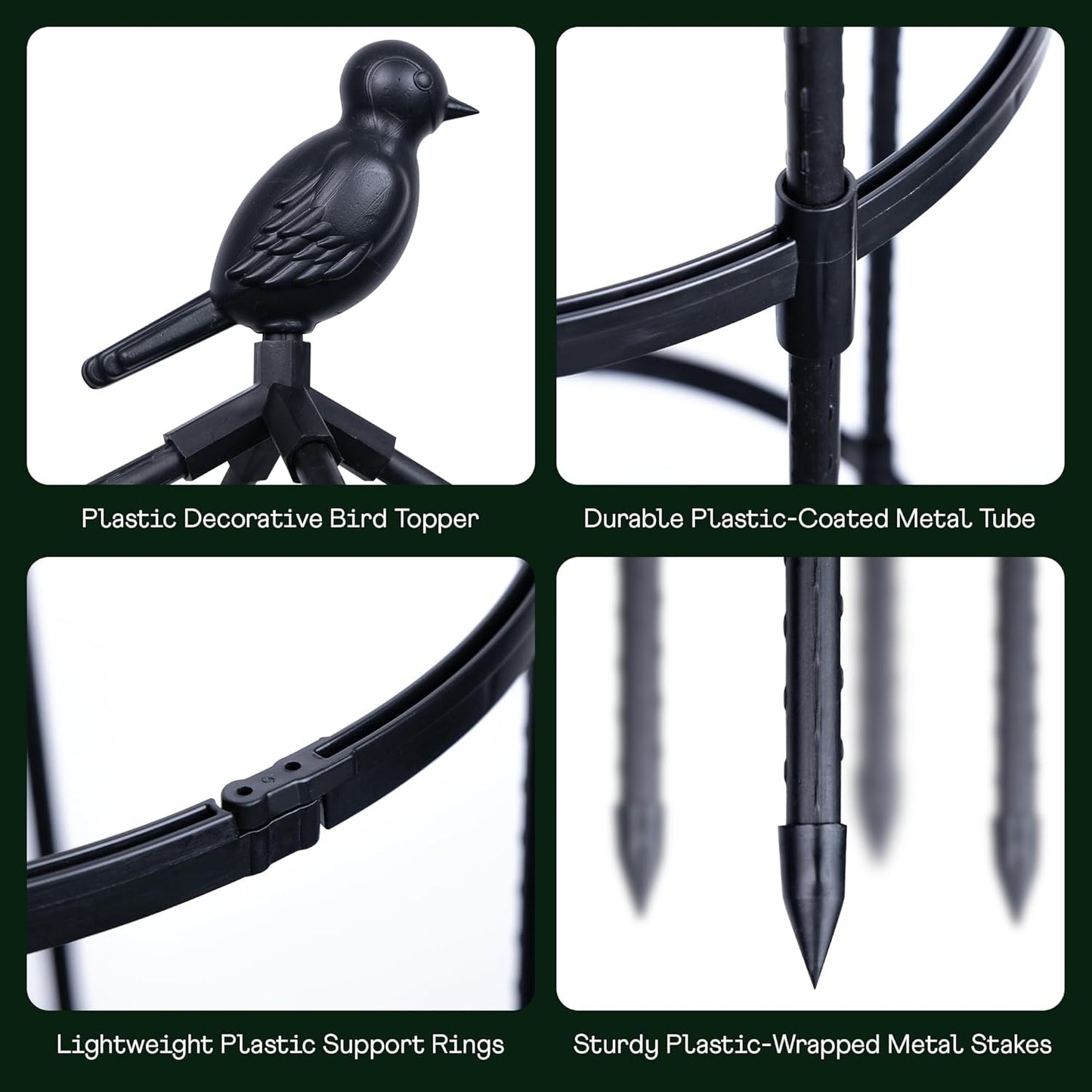 Idzo Plastic Obelisk Trellis for Climbing Plants Outdoor 5.8 Feet Tall, 70in Garden Trellis for Garden Outdoor Potted Plant Support, 1pc, Obelisk Trellises _ Plastic Coated