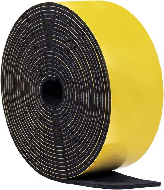 TORRAMI Weather Strip 2 inch W X 1/8 inch T, High Density Adhesive Foam Seal Tape Soundproofing Insulation Gasket for Door and Windows (16.5 Ft Length)