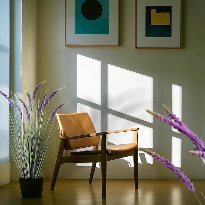 KOL 4ft 2-Pack Faux Veronica Spiked Speedwell Grass, 47in Artificial Veronica Spicata Flower, Tall Reed Grass for Home Office Garden Wedding Décor, Indoor/Outdoor Fake Plant, UV-Resistant, Purple