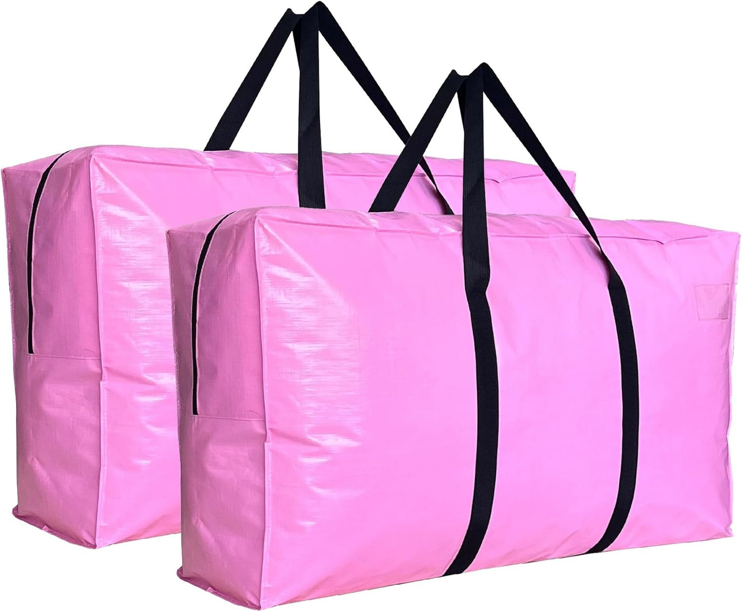 Extra Large Storage Bags, Jumbo Moving Tent Storage Bags, Foldable Big Pink XXL Duffle Bag for Travel,Christmas Tree Bag, 42x23x13.5inch - 2PACK