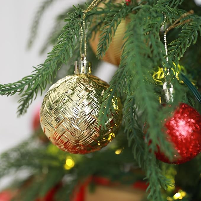 Christmas Tree Ornaments Decorations Set-116ct 1.18-6.5 Inch Assorted Red Gold Shatterproof Decorative Hanging Christmas Ball Ornaments Bulk,Xmas Tree Tabletop Decorations for Holiday Decor