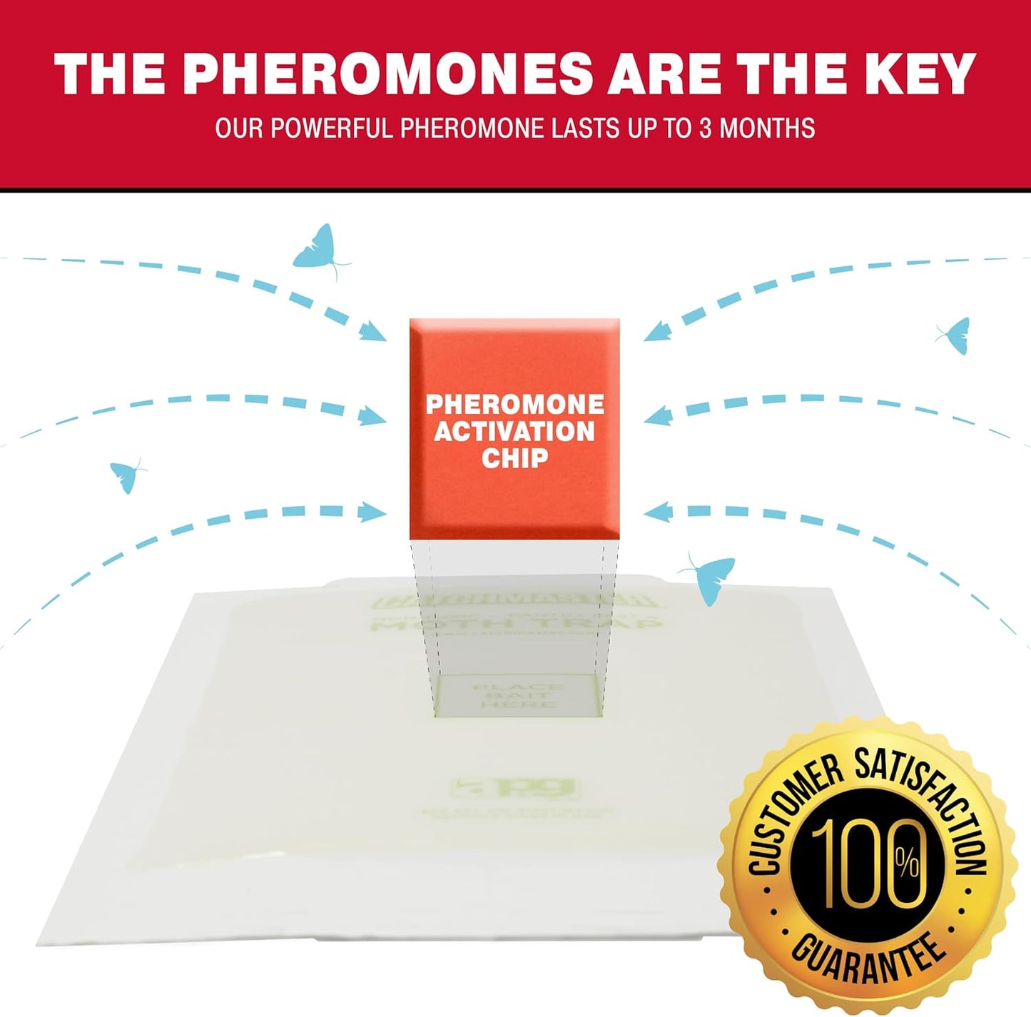 Catchmaster Pantry Pest & Moth Traps 24-Pk, Bug Killer for Kitchen Storage & Pantry Cabinet, Sticky Moth Traps for House, Protect Pet Food, Kitchen Cabinets Storage, Pet Safe Glue Trap