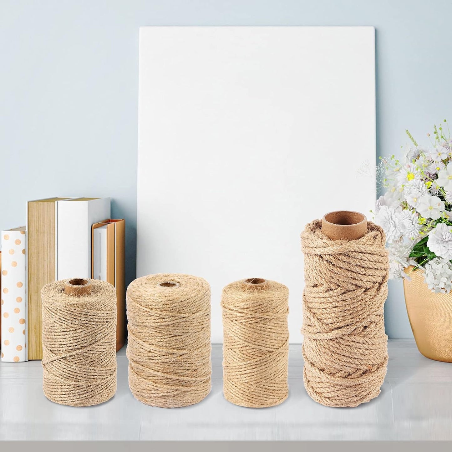 Natural Jute Twine Rope (1.5mm/2mm/3mm/6mm) Durable String for Handmde Crafts,Gardening Applications,Home Gardening,Cat Scratching Post,Gift Packaging... (6mm*82ft)