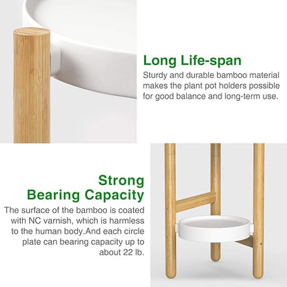 Wisuce Bamboo Plant Stands Indoor, 3 Tier Plant Stand Tall Corner Plant Stand Holder & Plant Display Rack for Outdoor Garden Indoor Home (3 Tier -1)