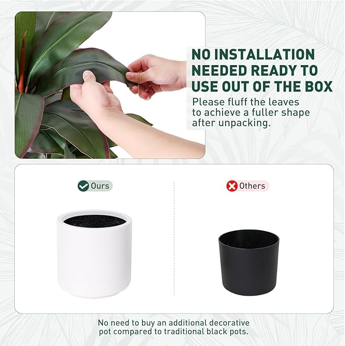 Artificial Dracaena Plant Indoor 4 FT, Fake Tree with White Planter, Faux Yucca Silk Floor Plants Indoor, Artificial Trees for Home Office Decor Indoor Outdoor Housewarming Gift