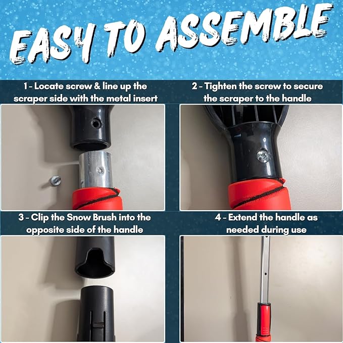 RevHeads Ice Scraper for Car Windshield with Snow Brush - Telescopic Handle to 28" - Brush End to Clear Snow, Chisel Side for Frost, Claw Side for ICY Chunks