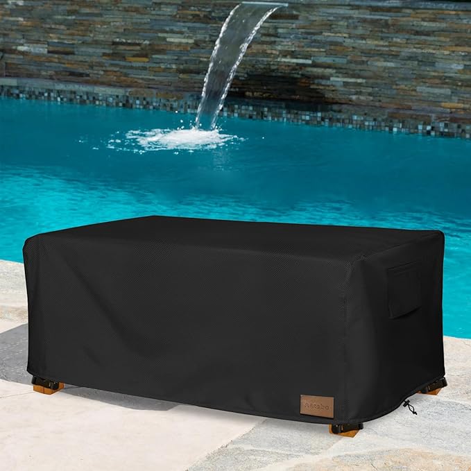 Waterproof Outdoor Coffee Table Cover,Rectangular Patio Small Side Table Cover,Outdoor Table Covers Rectangle Waterproof,48 x 28 x 16 inch -Black
