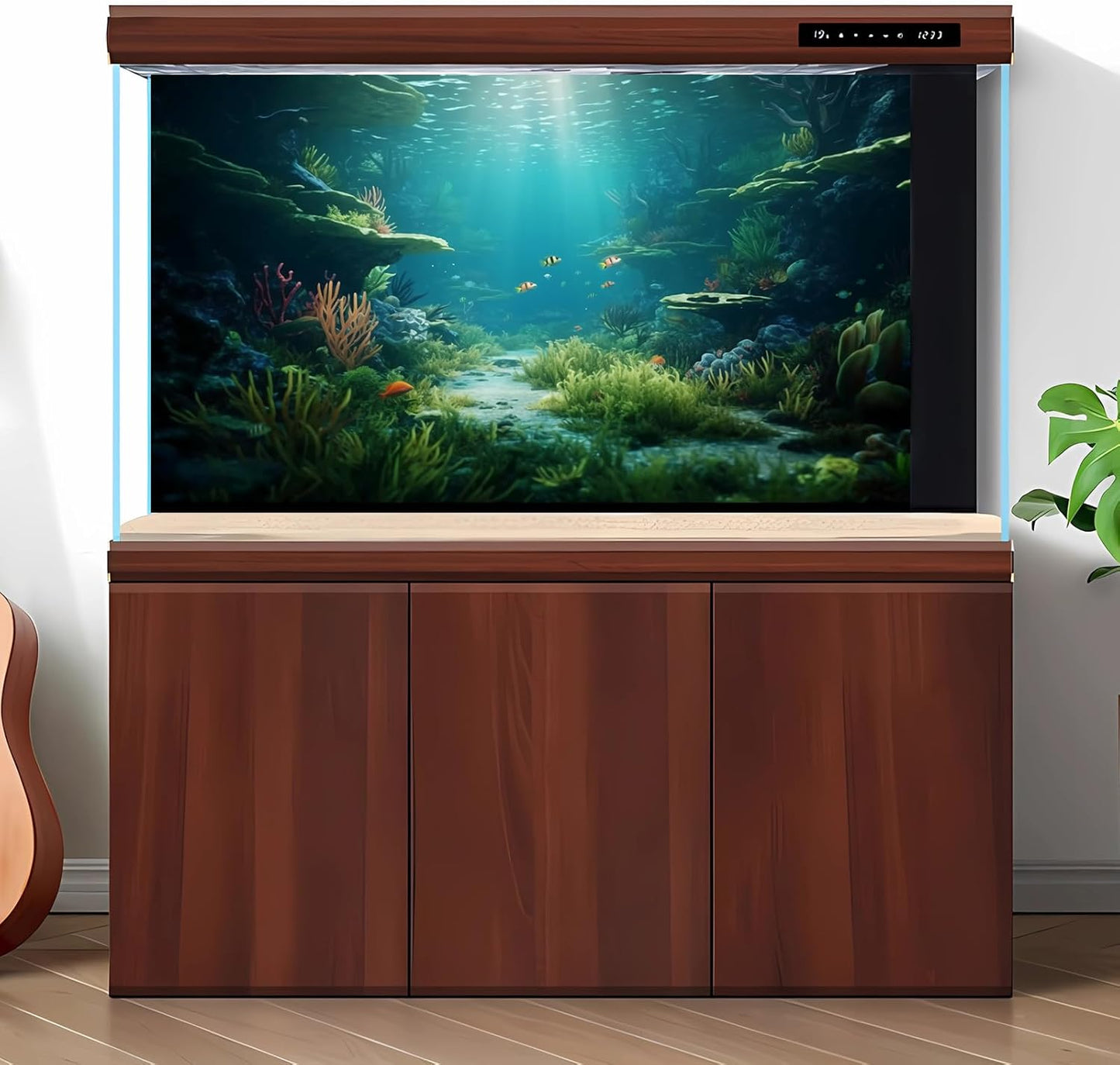 Ocean Floor Fish Tank Background Under The Sea Coral Reef Aquarium Background Underwater Aquatic Plants Corals Rock Cave Terrarium Backgrounds Tropical Fish Ocean Aquarium Backgrounds Decors 72x18in