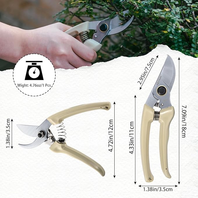 Goture Garden Shears 1Pc, Pruning Shears for Gardening, SK5 Garden Shears Pruning, Beige Garden Scissors Tools