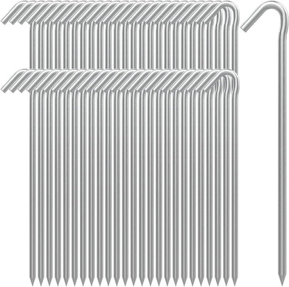 AAGUT Tent Stakes, Tent Stake Metal Garden Edging Fence Hooks Yard Camping Stake Heavy Duty Galvanized 9 Inch (9 Inch Tent Stakes ONLY, 50)