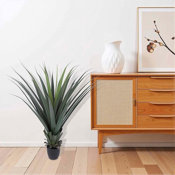 Artificial Spiked Agave Plant 40inch Faux Agave Plants for Front Porch Patio Indoor Outdoor Home Office Decor (2PACK)