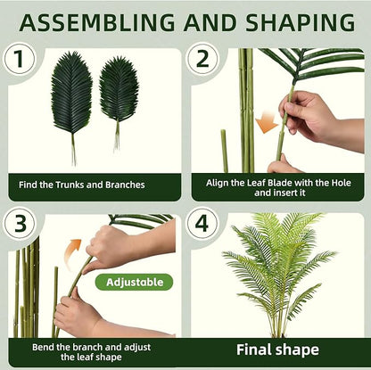 Artificial Palm Tree Indoor 6ft with Realistic Leaves and Adjustable Branches and 15 Trunks, Faux Plants Indoor Tall - Ideal for Home Decor in Living Rooms, Offices, and Bedrooms (6FT Palm Tree)