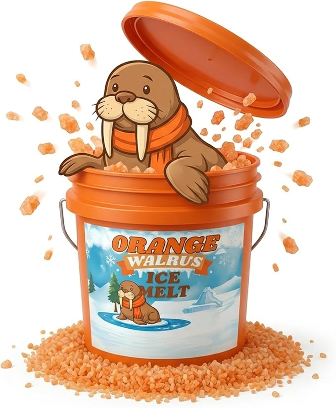 Orange Walrus CMA Ice Melt 8 lb Pet Safe De-Icer Works in Extreme Winter Conditions Safe for Driveways, Sidewalks & Steps