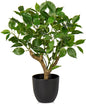Artificial Tree, 17'' Ficus Bonsai, Premium Faux Planted Potted Decor for Home Table Office Desk Bathroom Bedroom Living Room Farmhouse