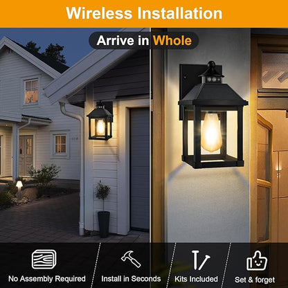 Solar Sconce Lights Outdoor Wall Mount Solar Porch Light Exterior Waterproof with 3 Lighting Modes and Motion Sensor 3000K Dusk to Dawn Wall Lantern for Garage Front Door Home Barn Shed House 2Pack