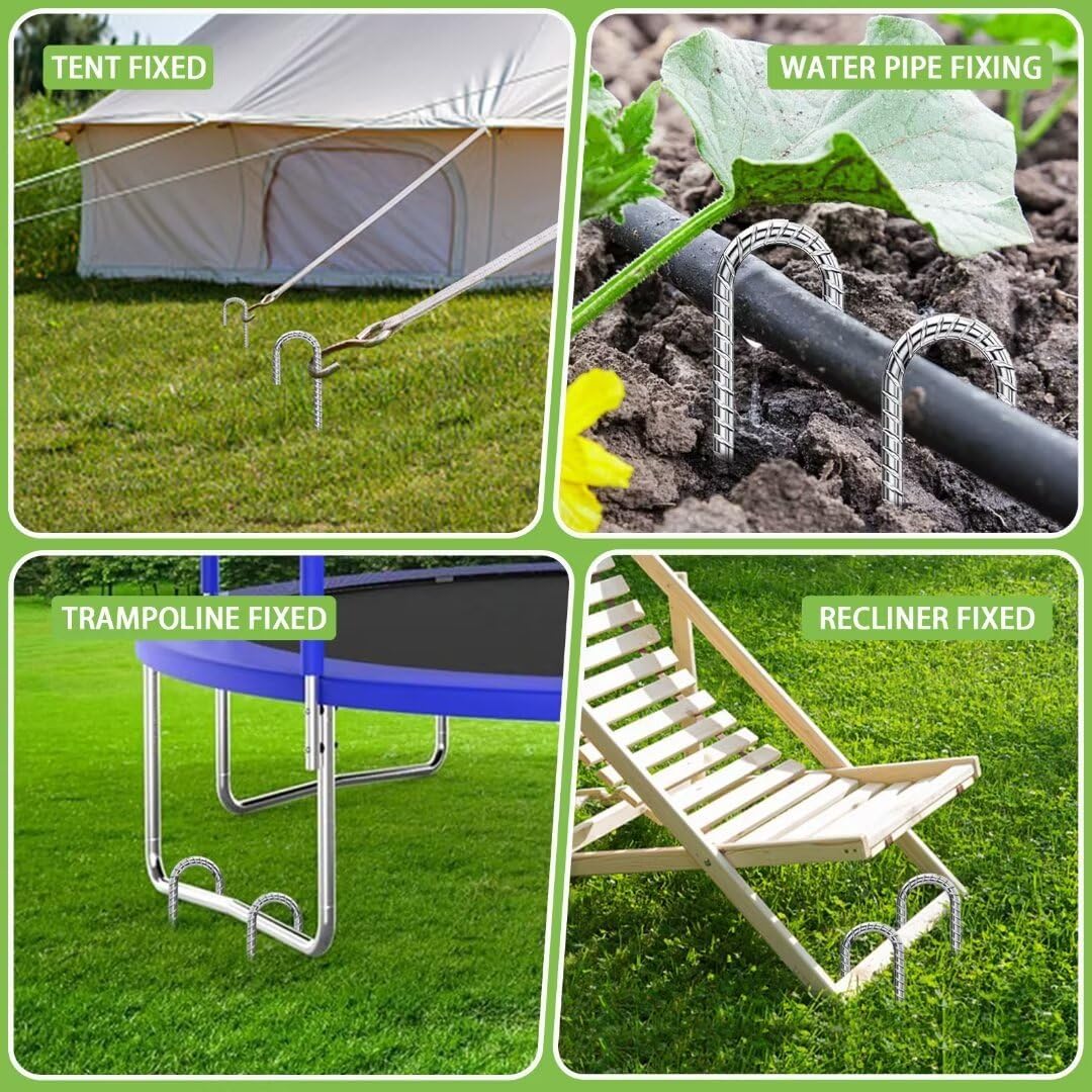 Rebar-Stakes-12-Inch, Ground Stakes Heavy Duty for High Winds Galvanized Anti-Rust J Hook 20pcs Metal Stakes for Ground Heavy Duty Ground Anchors for Garden Dog Fence Chicken Coop Water Pipe