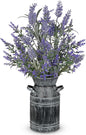 Artificial Lavender Flowers with Rustic Metal Vase 17 Inch Faux Lavender Plant Arrangement in Galvanized Planter Vintage Farmhouse Floral Decor for Home Office Kitchen Decor Wedding Table Centerpiece