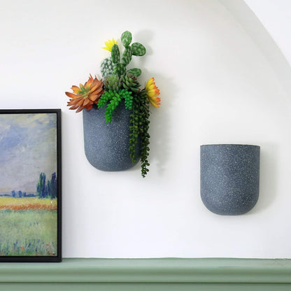 LA JOLIE MUSE Wall Hanging Planters for Indoor Plants，Hanging Flower Pots for Air Plants Succulent, Set of 2, 5.7L*4.1W*7H, Weathered Gray
