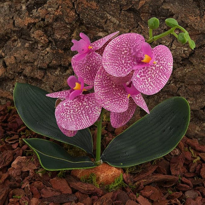 Fake Orchids Artificial Flowers, Reptile Terrarium Decor Plants, Bearded Dragon Tank Accessories fit Crested Gecko Leopard Lizard Chameleon Ball Python Snake Frog - Red