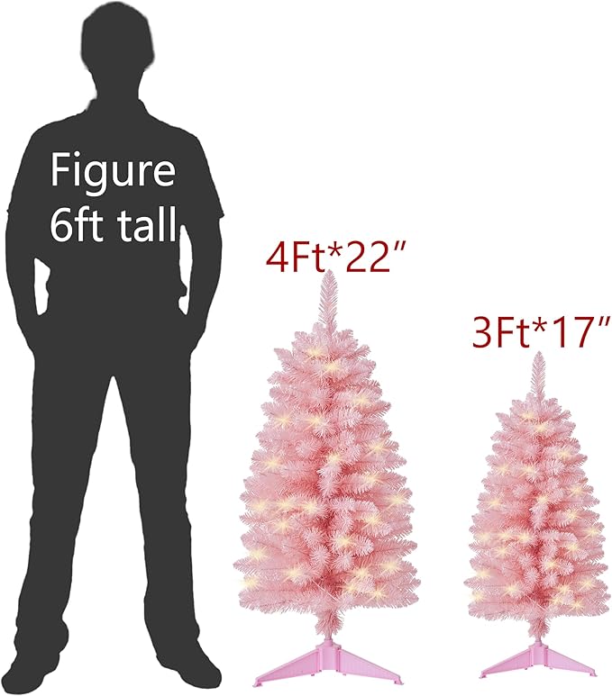 Pre-Lit Artificial Christmas Tree 4Ft, Battery Operated Desktop Xmas Tree with 70 LED 210 Branch Tips Mini Christmas Tree Decoration Indoor Outdoor