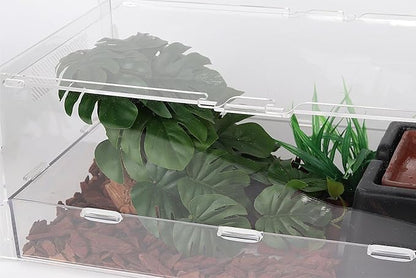 Reptile Plants for Terrarium, Ball Python Tank Decor Accessories fit Bearded Dragon Crested Leopard Gecko Lizard Chameleon Snake Frog Tortoise Hermit Crab - Fake Monstera