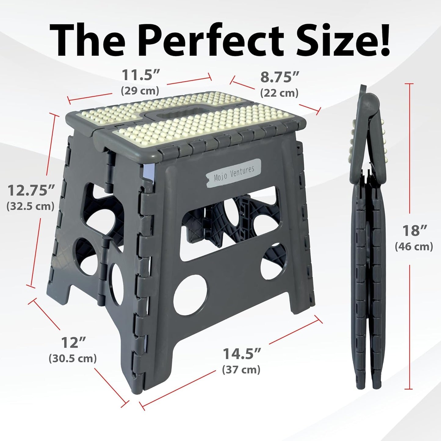 Versatile Folding Step Stool - 13 in Foldable Step Stool for Kids, Home, Camping, and Office - Lightweight, Sturdy, and Portable Foldable Stool, for Outdoors and Indoor Fun (Grey, Small 13)